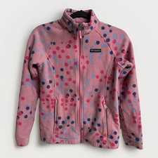 Columbia Girls Fleece Jacket Pink Polka Dot Large 14/16 Benton Springs II