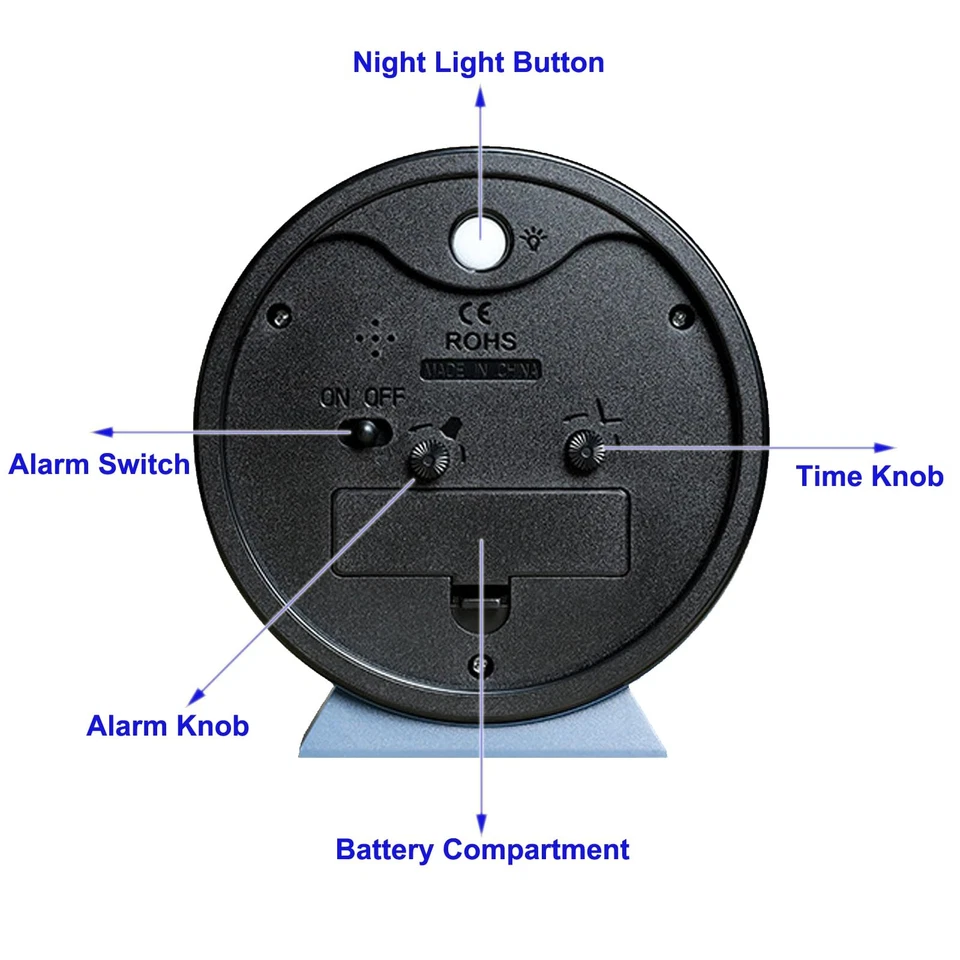 Reloj despertador analógico retro antiguo a pilas de 4,5", cabecera pequeña silenciosa... Foto 3 de 4
