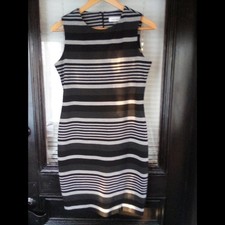 Calvin Klein Black and Gray striped Sheath Dress 6