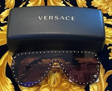 VERSACE 380 MEDUSA STUDDED SHIELD SUNGLASSES - BRAND NEW IN CASE