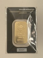 1 oz. Gold Bar - Argor Heraeus - 999.9 Fine in Assay 3499.00 per troy oz