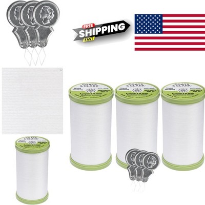 3 Pack Hand Quilting Thread 325 Yards White Easy to Use with Needle Threaders