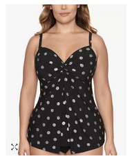 Miraclesuit Pizzelles Love Knot Underwire Tankini Size 12 New Polka Dot