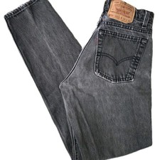 Vintage Levis 550 USA Made Relaxed Fit 28x30 Red Tab Jeans Black Faded