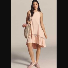New M Anthropologie x Daily Practice Hill Up tiered high-low midi dress Peach