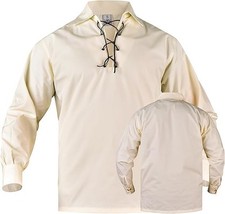 Jacobite Shirt for Men Scottish Ghillie Kilt Shirt Long Sleeve Lace Up Medieval