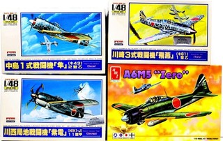AMT/ARII lot of 4 1/48 Japanese Oscar George Tony A6M5 Zero