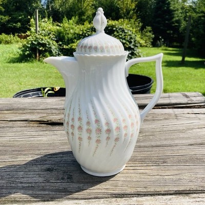 Vintage Royal Tettau Bavaria China Larger Teapot Holds 44 oz Rose Swirl NICE