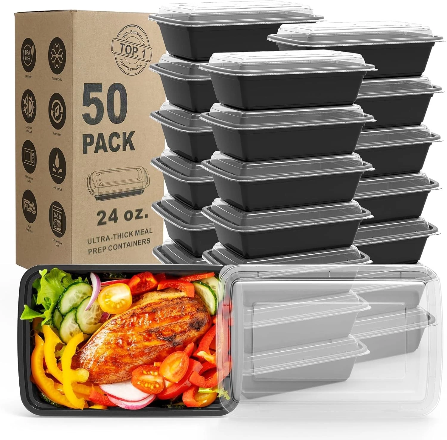 Meal Prep Containers 50 Pack Extra-thick Food Storage Containers W/ Lids