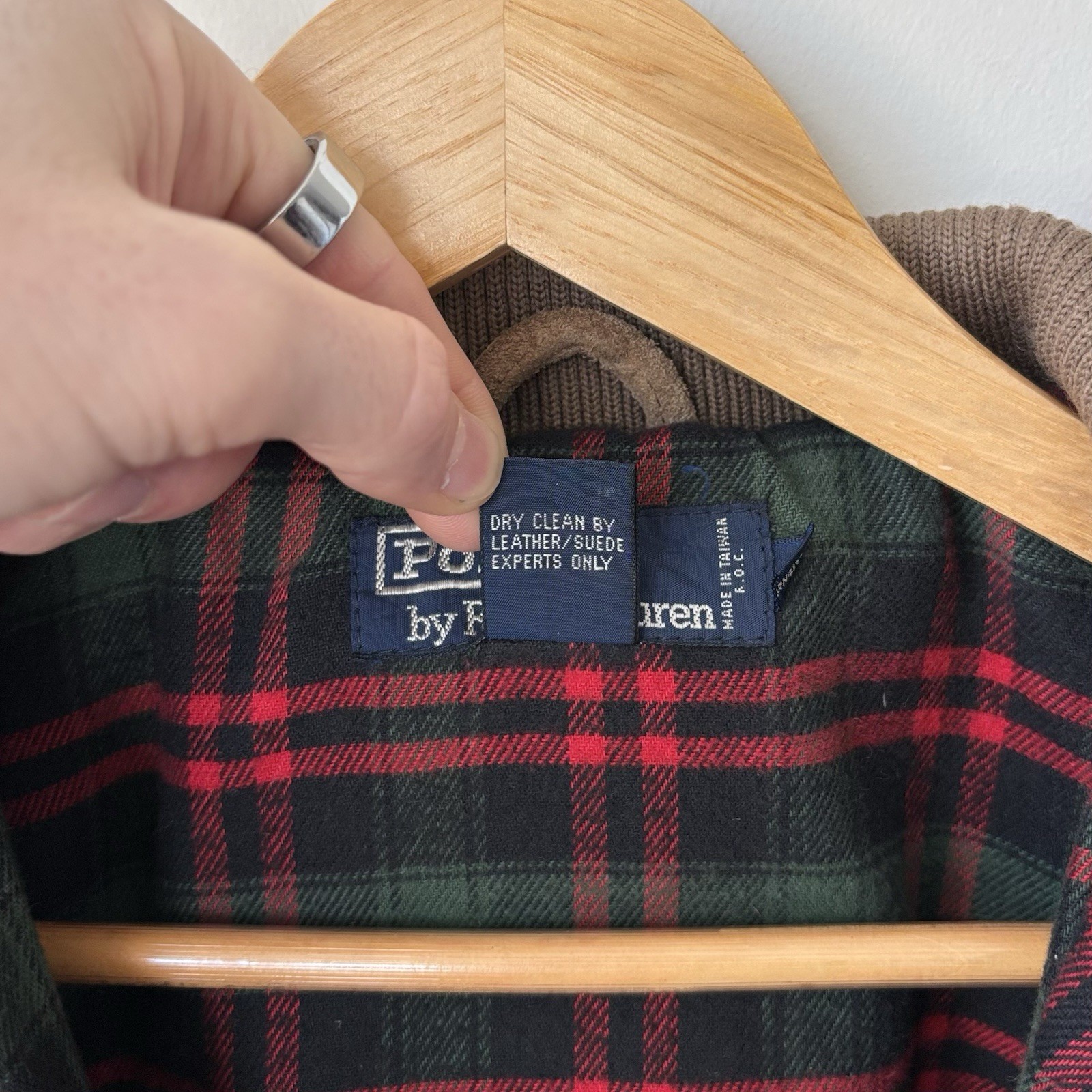 Vintage Polo Ralph Lauren 100% Suede Leather Bomber Jacket Men’s M Plaid Flannel thumbnail 6