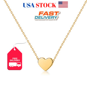 Authentic Tiny Gold Plated Heart Necklace Simple Pendant Charm Stylish Love for Her