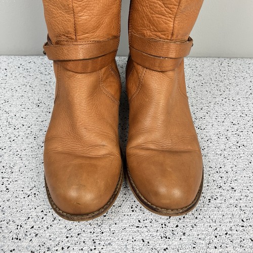 Lands End Womens 8.5B Blakely Riding Boots Tan Leather Zipper Boho - Picture 6 of 11
