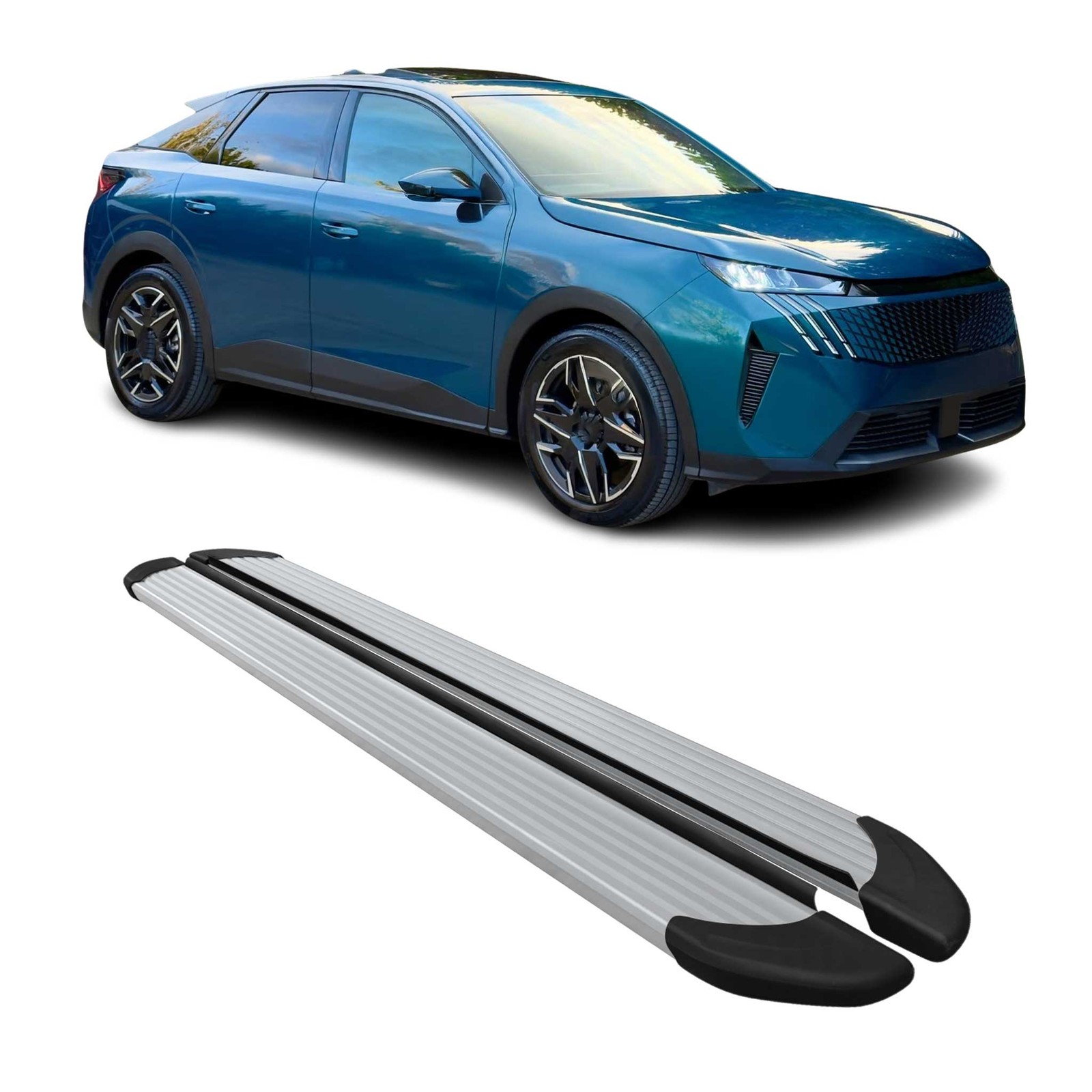 Marchepieds alu argent Peugeot 3008 III 2024 stylés pour une finition premium