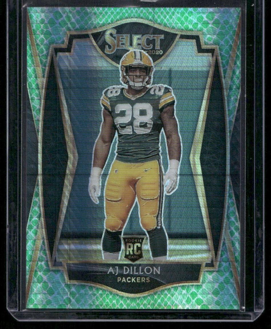 2020 Panini Select #165 AJ Dillon Dragon Scale Prizm #/67 Rookie RC