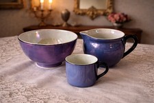 Opaque Porcelain Lustreware Jug, Cup & Bowl Set – c.1920s Czechoslovakian