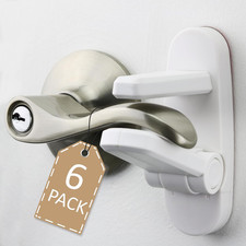 Door Lever Lock 6 Pack Prevents Toddlers from Opening Doors. 3.25" L  1.5" W