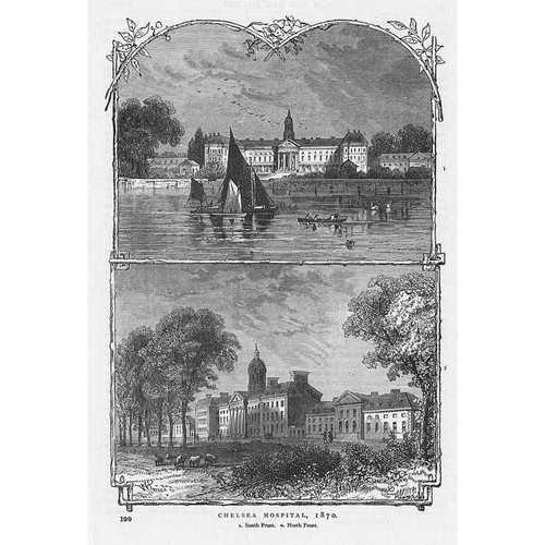 LONDON Chelsea Hospital in 1870 - Antique Print 1892