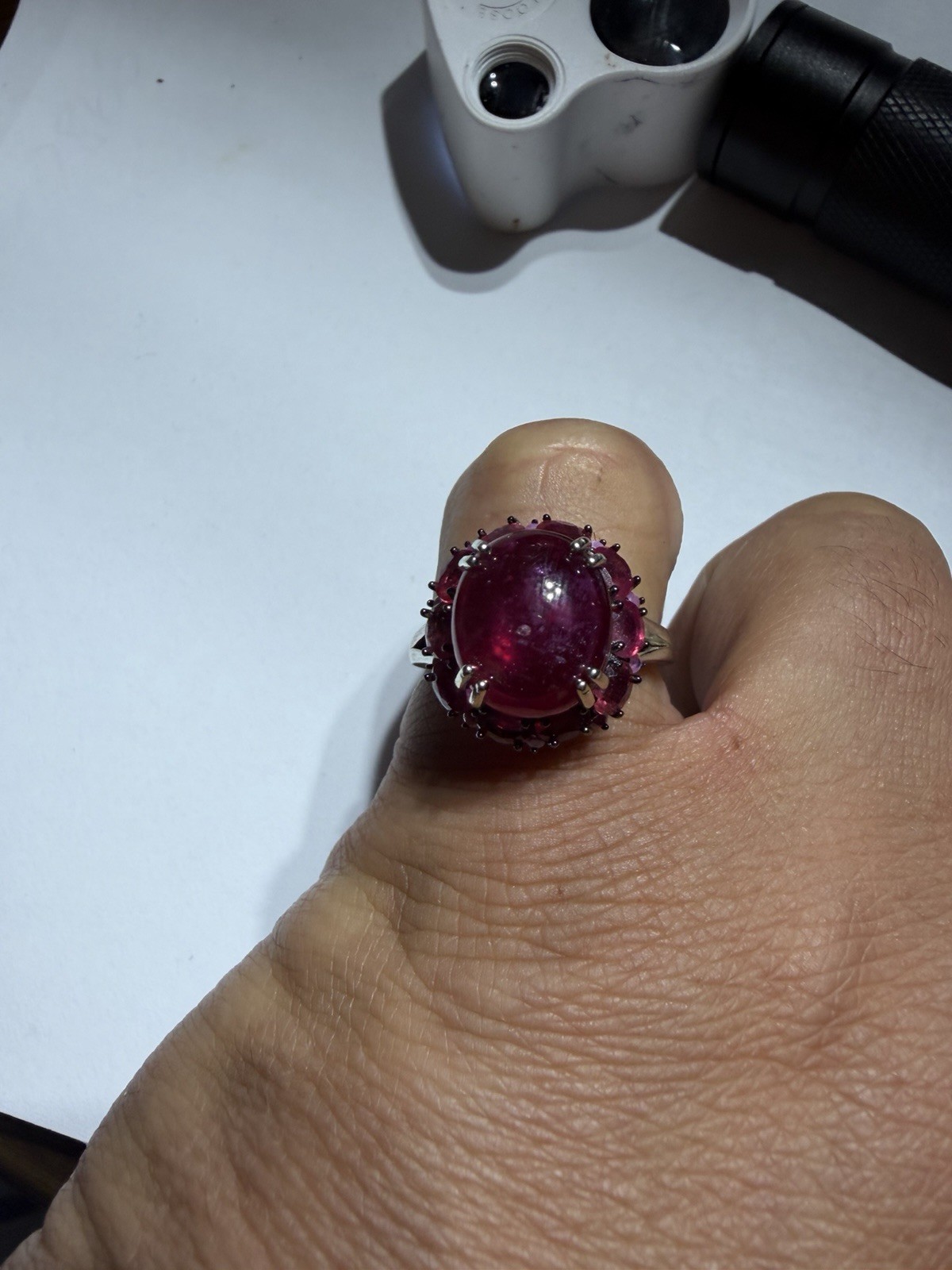 7carat Ruby Glass Filled Natural On 925 Sterling Silver Rhodium Plated US 9.5
