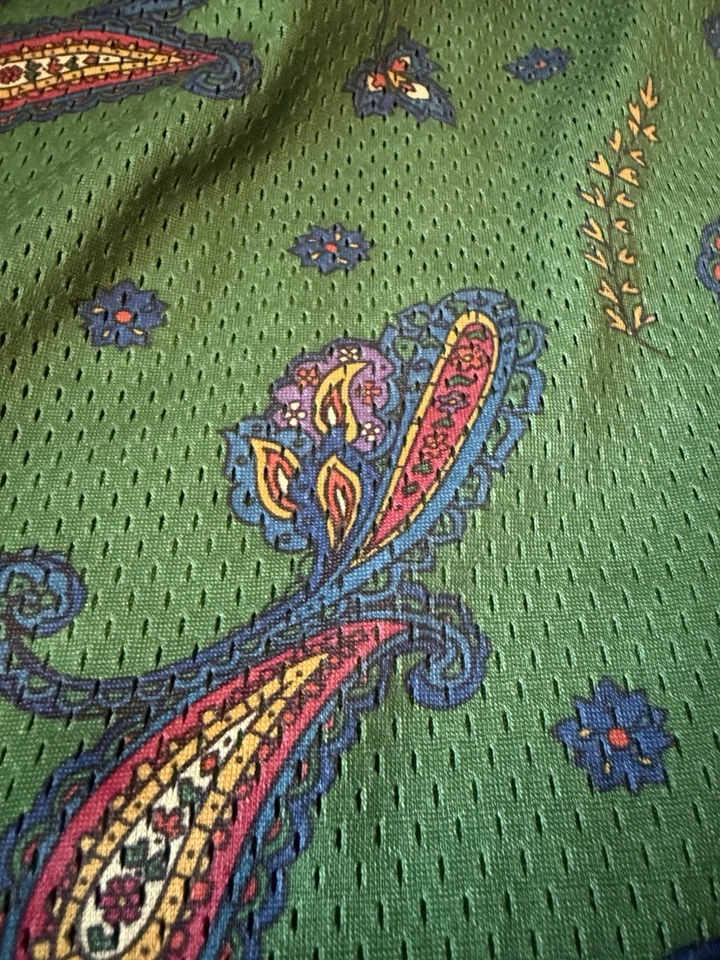 Винтажный 2000-х Stussy цветочный пейсли сетки шорты размер мужской M зеленый/синий/красный - Изображение 2 из 4