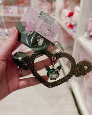 Sanrio Kuromi Heart Beaded Key Chain Charm Carabiner Brown/Green/Pink D2925