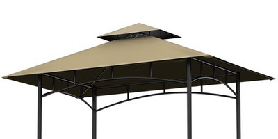 Grill Gazebo Canopy Top, 5'x8' Top Double Tiered Canopy Roof, Grill Shelter C...