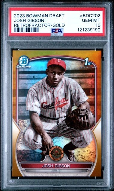 Josh Gibson /50 PSA 10 2023 Bowman Draft Chrome Retrofractor Gold Refractor