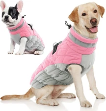 AOFITEE Dog Coat, Warm Jacket, Reflective Winter Coats for Medium, Pink 