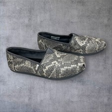 TOMS Alpargata Gray Snakeskin Print Espadrille Loafer Shoes Womens 7 Flats