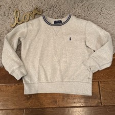 Polo Ralph Lauren Grey Crewneck Boys Size S 8 Pullover Blue Pony