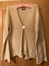 Debbie Morgan Size 16 Light Beige/Gold Colour Cardigan Long Sleeve - New Photos
