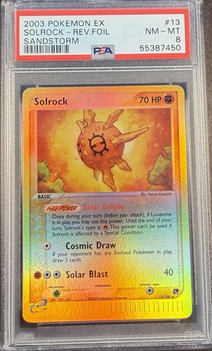 2003 Pokémon EX Sandstorm 13 Solrock Reverse PSA 8 NM-MT