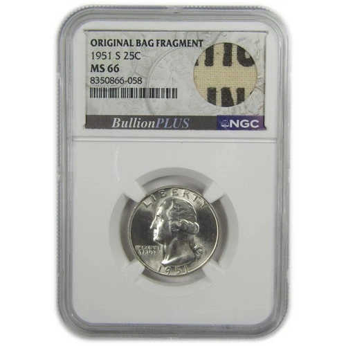 1951 S Washington Quarter MS 66 NGC Silver Bag Fragment SKU:I20520