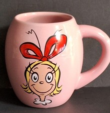 Dr. Seuss... Grinch.. Cindy Lou Who & Family... Pink Vandor 18 oz Coffee Mug/Cup