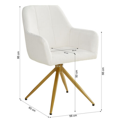 Esszimmerstühle Drehbar 2 4 6 er Armlehne Bouclé Beige Polstersessel Homestyle4u - Bild 3 von 40