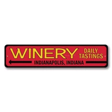Winery Sign, Personalized Daily Wine Tastings Sign, Wine Bar Metal Decor Sign