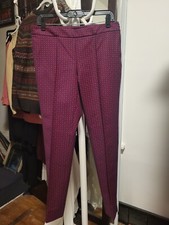 Brooks Brothers Blue  Red Diamond Print Pintuck Cigarette Pencil Pants 6