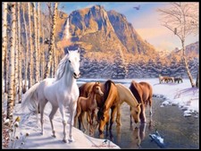 Winter Horses - Chart Counted Cross Stitch Patterns Needlework DIY DMC Color