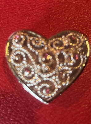  Silver Tone Heart Trinket Box Keren Kopal Pink Austrian Crystal