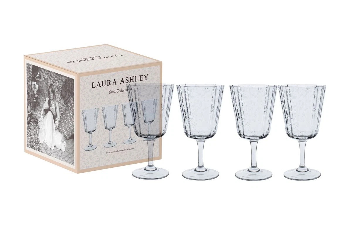 Laura Ashley Glass Collectables Set of 4 Red Wine Glasses 252838N