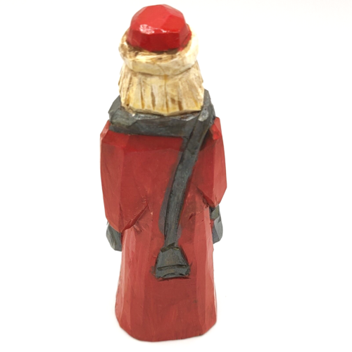 Vintage Folk Art Wood Santa w/ Present Bag - Hand Carved & Painted 6" Figure - Picture 4 of 8