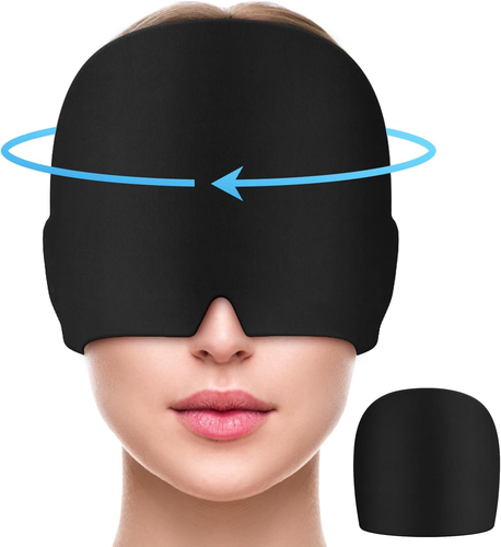 Migraine Relief Cap, All around Gel Covered Reusable Headache Relief Cap, Black