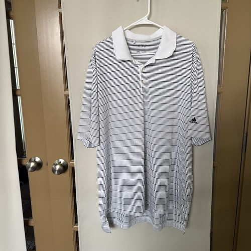 Adidas Men’s 2XL Black White Stripe Short Sleeve Golf Polo