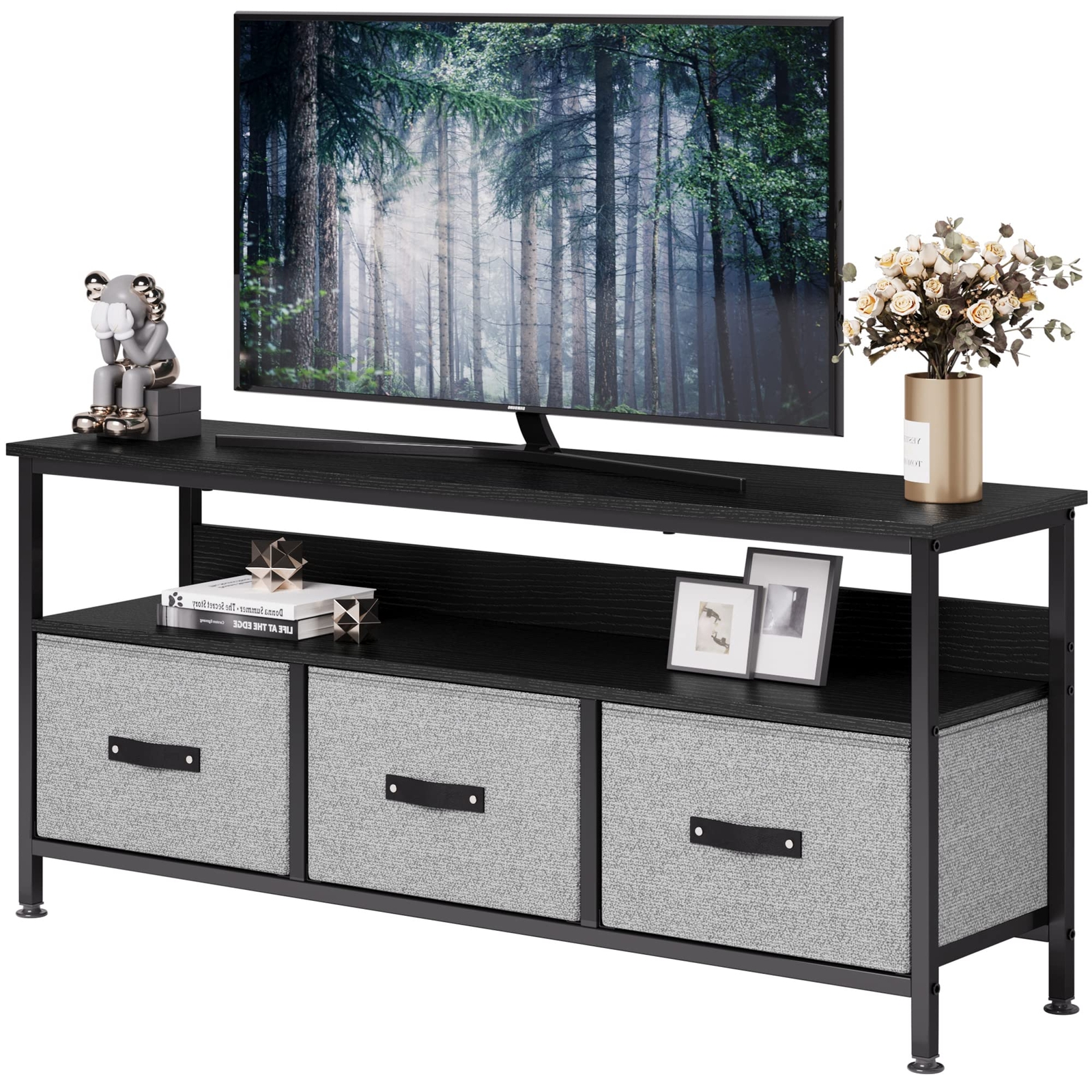 TV Cabinet,55 Inch Bedroom TV Dresser, Media Console Table W