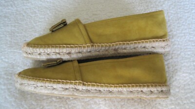NIB Salvatore Ferragamo Elodie Mustard Suede women Espadrille Size