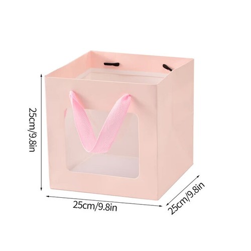 20x Flower Doll Gift Bag Clear Window Packaging Bags Square Box Cake Baking Tote - Picture 19 of 36