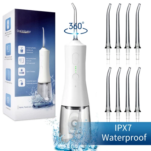WATERPIK Limpiador de dientes irrigador oral dental inalámbrico con hilo dental 8 puntas de chorro