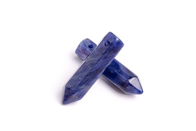 2 Pcs 30x8MM Sodalite Healing Hexagonal Pointed Grade AAA Natural Gemstone Beads