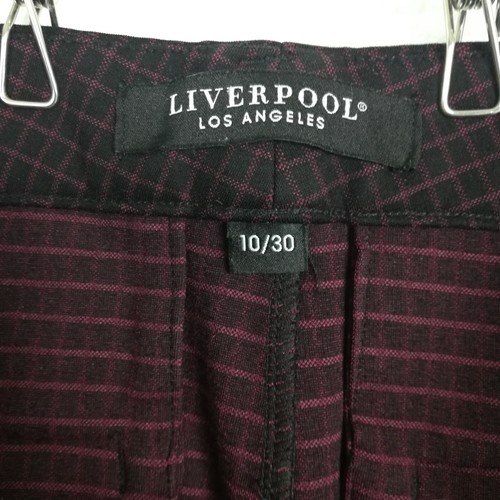 Liverpool Womens Pants Slim Leg Ankle Cranberry Black Check Mid Rise Stretch 10 - Picture 6 of 11