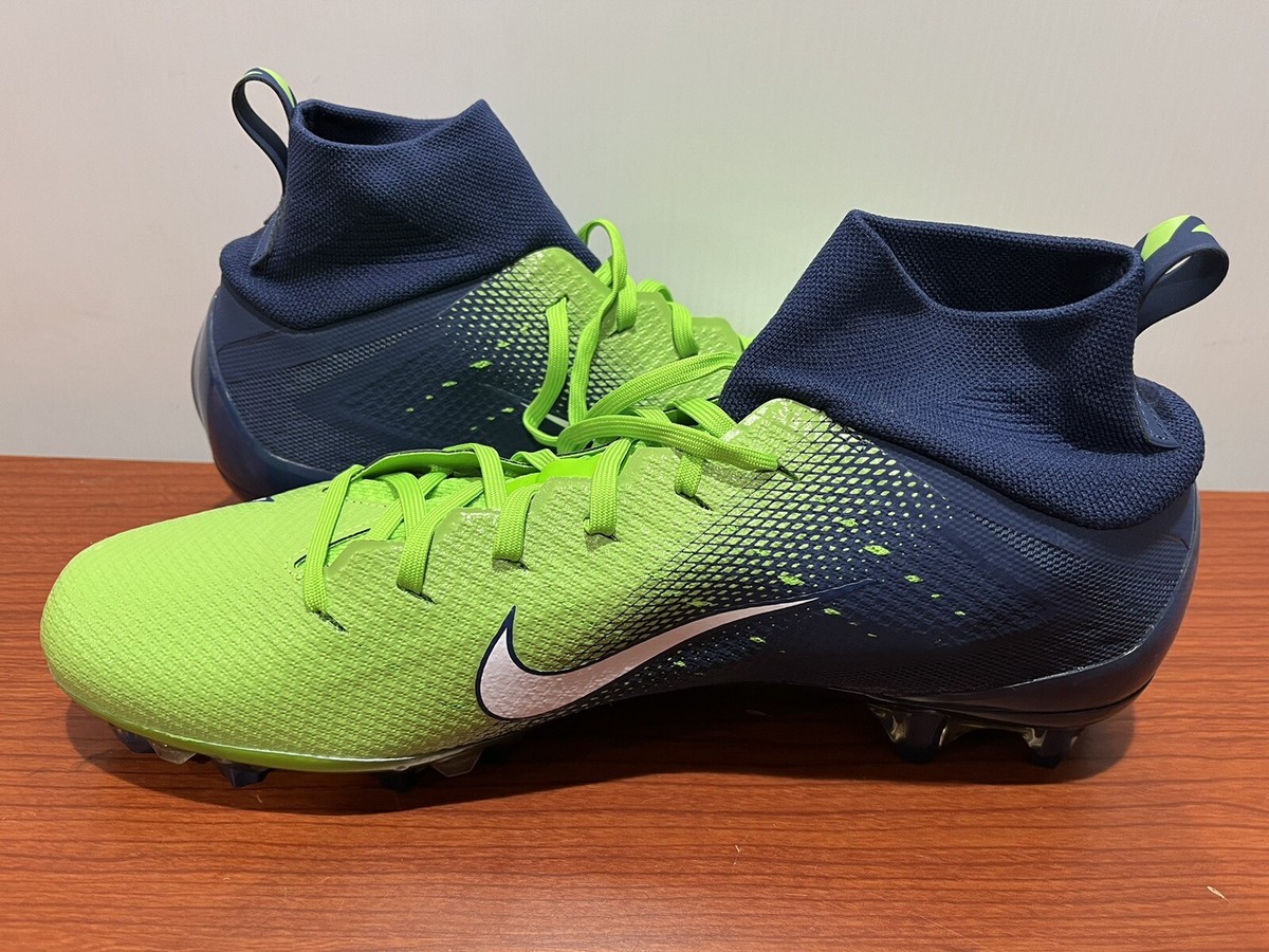 Nike Vapor Untouchable Pro 3 Football Cleats Seahawk Green Navy AO3021-400 Sz 15 Nike Vapor Untouchable Pro 3 Cleats Seahawks Neon Green Navy  main image 4