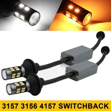 GLOFE 3157 4157 LED Switchback Turn Signal DRL Parking Light Bulbs White/Amber
